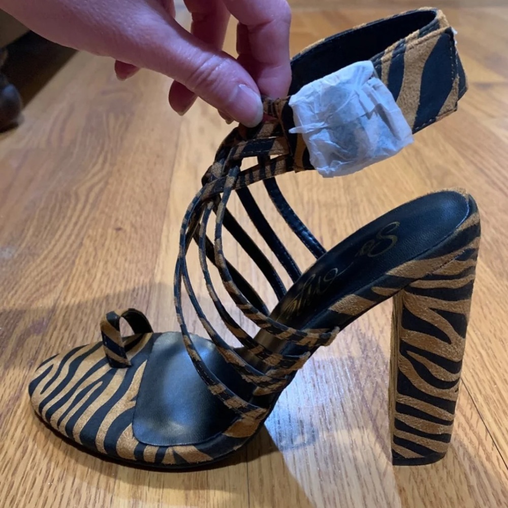 Tiger Stripe Strappy Heels